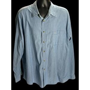 Vintage 1999 Dockers Khakiware Chambray Denim Shirt XXL Long Sleeve Cotton